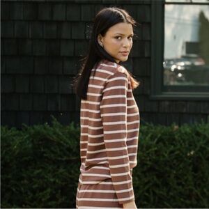 Parke Cotton Long Sleeve T-Shirt in Mocha Brown from Hometown Collection NWOT